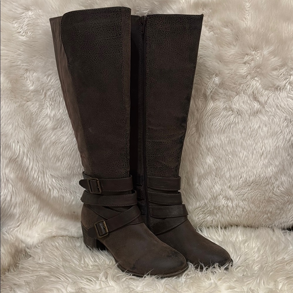 Ruff Hewn Dark Brown Over the Knee Boots Size 9